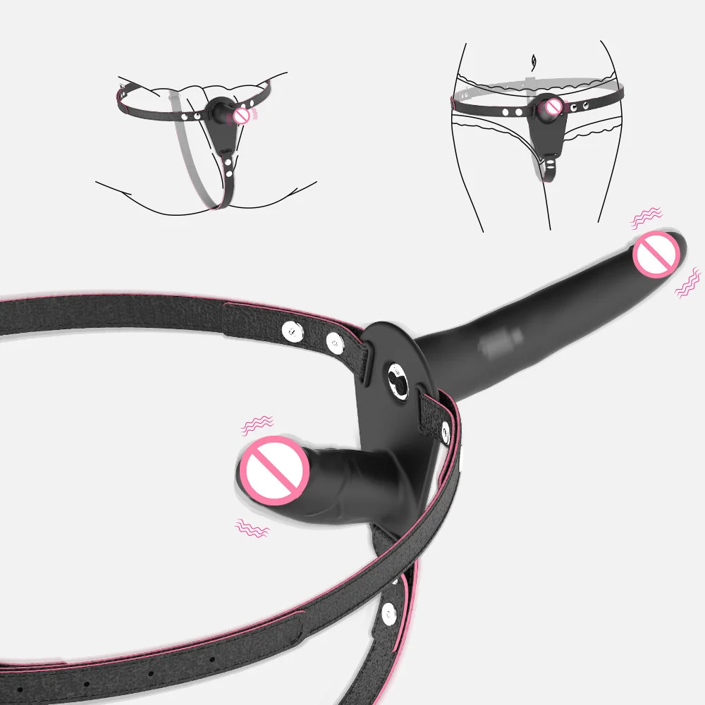 Двойной вибрирующий страпон-фаллоимитатор на реалистичных трусиках для женщин, пар и лесбиянок.