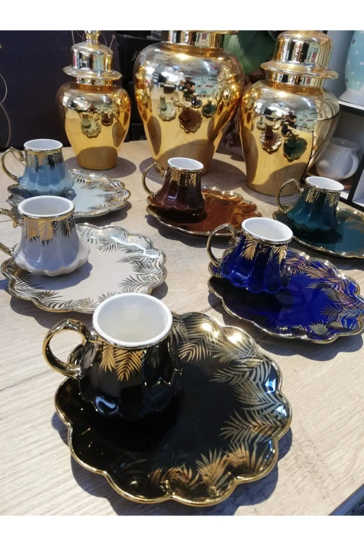 

Amazing Turkish Greek Arabic Coffee & Espresso Cup Set Palm Beach 6 Porcelain Coffee Cup Set