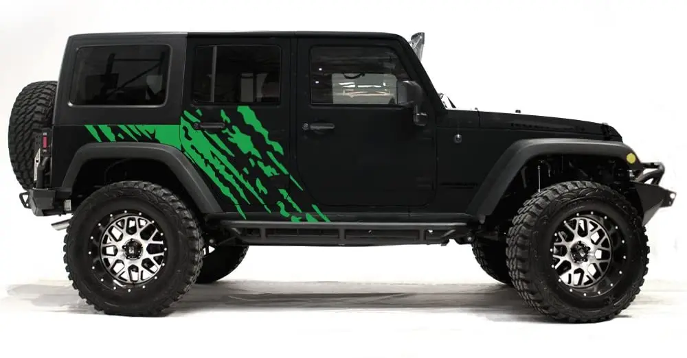 

Factory Crafts Splash Side Graphics Kit 3M Vinyl Decal Wrap Compatible with Jeep Wrangler 4 Door 20072016 Grass Green