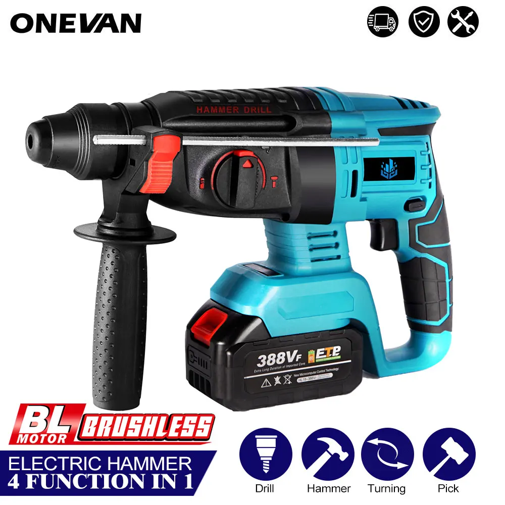 

Brushless Cordless Rotary Hammer Drill Multifunction Impact Drill 4 Modes Rechargeable Power Tools For Makita 18V Battery