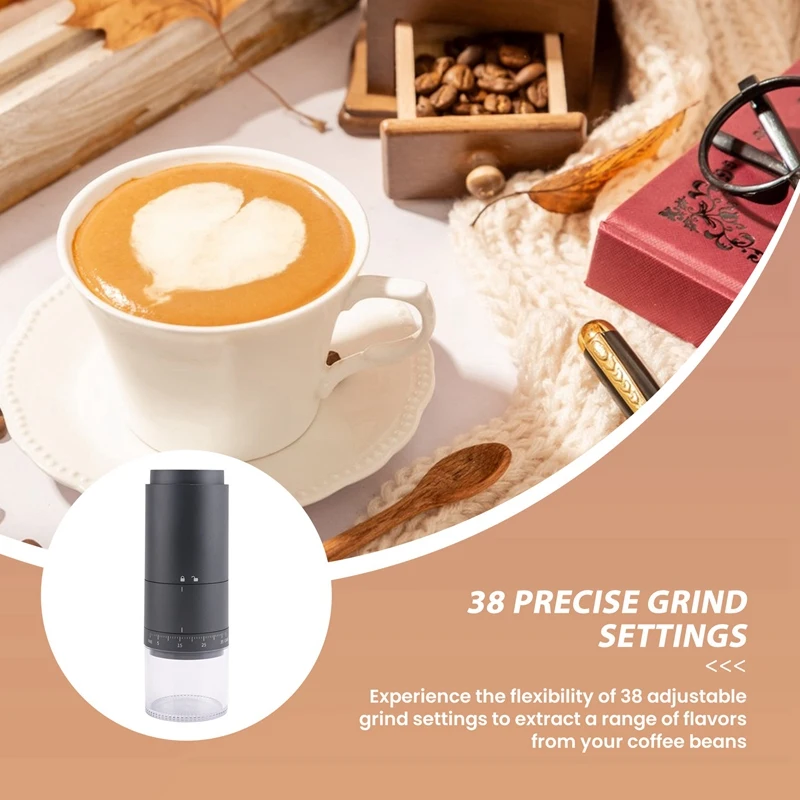 Портативная кофемолка с батарейным питанием и 38 регулируемыми настройками для