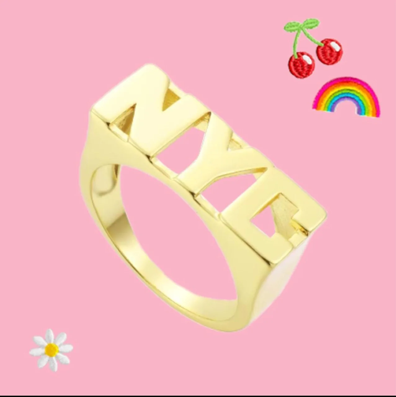 

luxury 14k yellow gold plated geometric ring for women INS net red fashion rings does not fade wedding party anniversary gifts