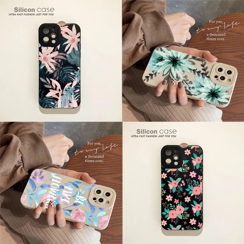 

Чехол для телефона с цветами для IPhone 14 13 11 12 Pro Max Mini X XR XS 7 8 Plus