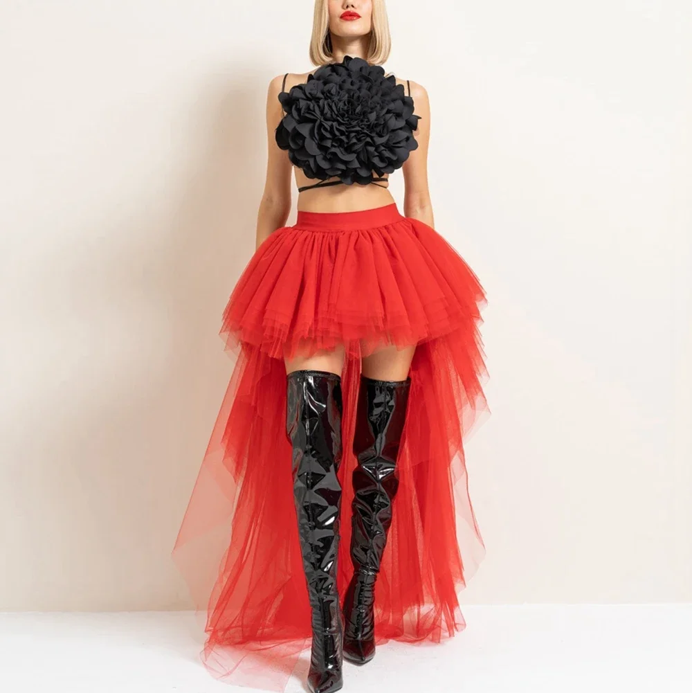 Очаровательные красные тюлевые юбки Ever Pretty с высоким низким вырезом женская