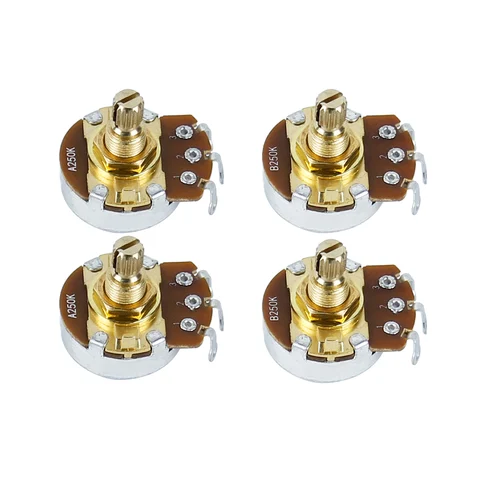 Floura 4pcs Golden Short eixo Potenciômetro Pots 500k 250k Escolha peças de guitarra elétrica