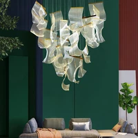 modern luxury ceiling light chandelier hall large staircase living room decoration hanging lamp home led pendant lustre fixture