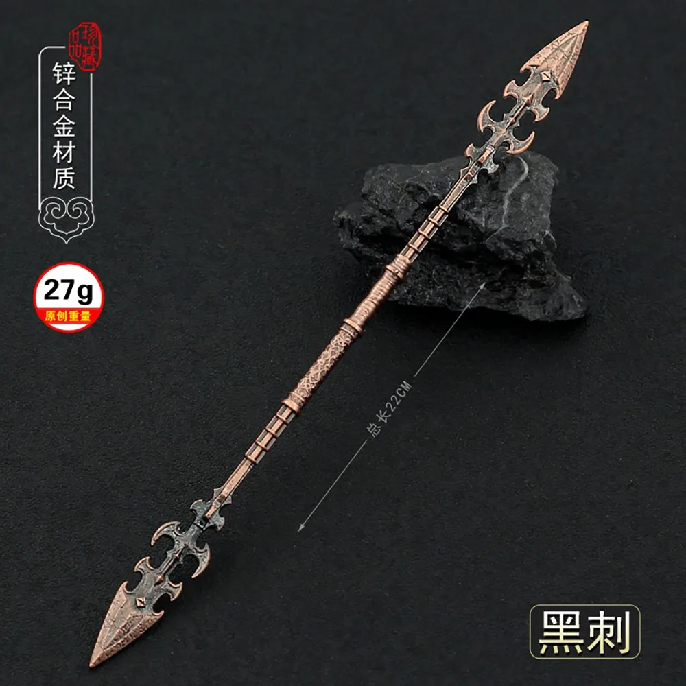 

22cm Black Thorn Assassin's Alexios Kassandra Creed Odyssey AC Game Peripherals Medieval Metal Spear 1:6 Long Weapon Crafts Toys