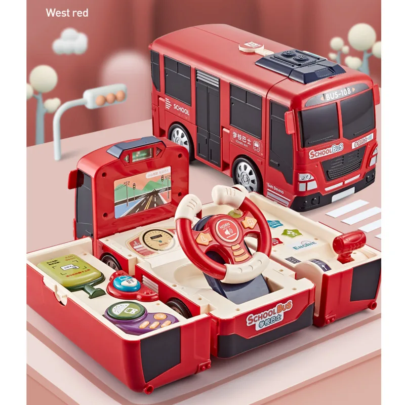 

Multifunctional Bus Deformation Toy Child Education Car Interaction Simulation Driving Toy Baby Electric Light Music Toys Gift