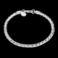 round twisted bracelets for women 925 stamped silver color fashion solid snake womens jewelry with free shipping wholesale