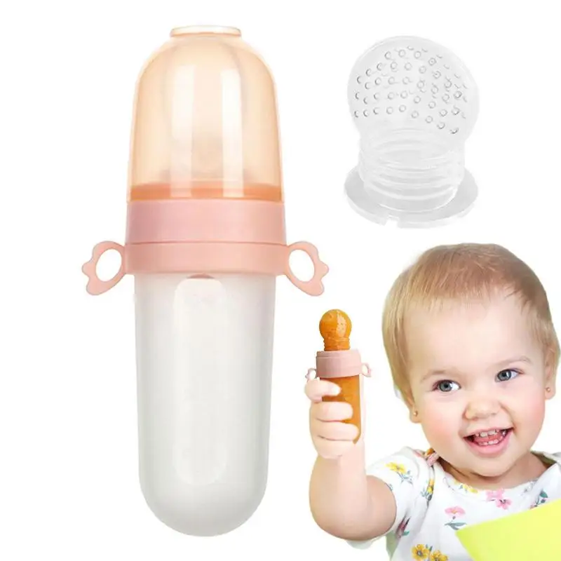 

Baby Fruit Feeder Baby Fruit Food Feeder Pacifier Training Massaging Toy Teether Food Grade Soft Safe Silicone Pouches Babies