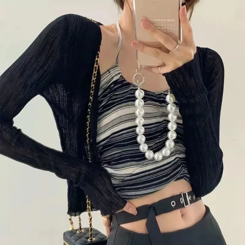 Женский солнцезащитный кардиган с v-образным вырезом и длинными рукавами