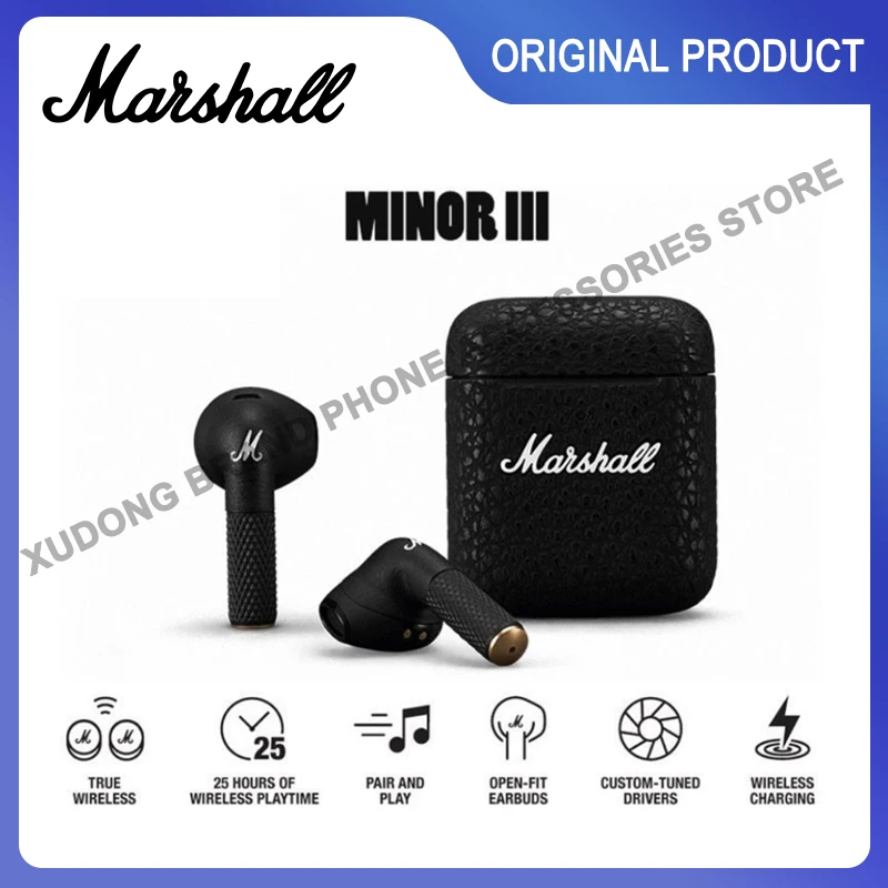 

Original Marshall MINOR III True Wireless Bluetooth Headset Subwoofer Earphones Waterproof Music Headphones TWS Stereo Earbuds