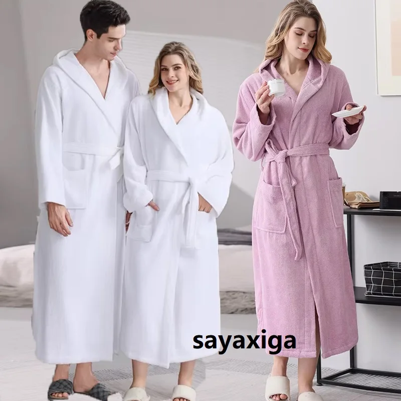 Мужской Халат с капюшоном 100% хлопок женская одежда для сна ночная рубашка