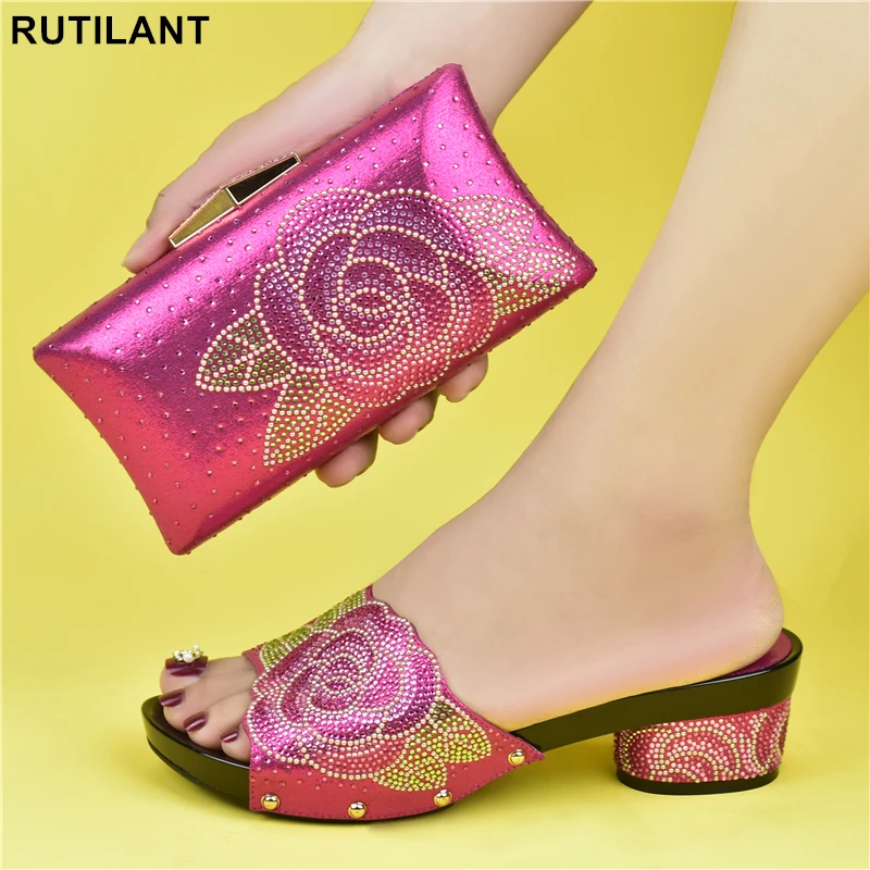 

New Fashion Matching Shoes and Bag Set In Heels Shoes and Bag Set African Sets 2018 African Women Wedding Shoes and Bags Sets