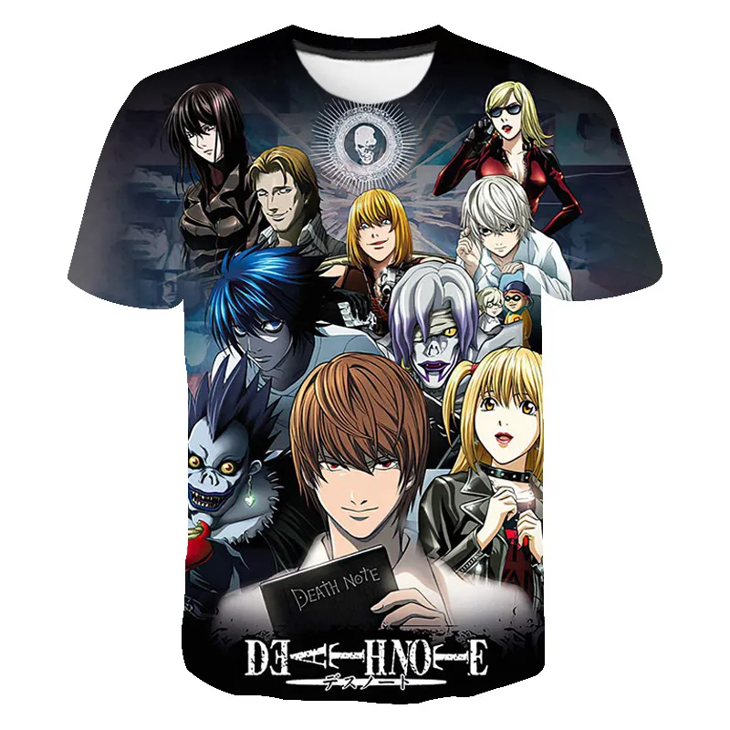 

Футболка Мужская/женская с коротким рукавом, модная уличная одежда с 3D-принтом «тетрадь смерти», повседневный крутой Топ для мальчиков и де...