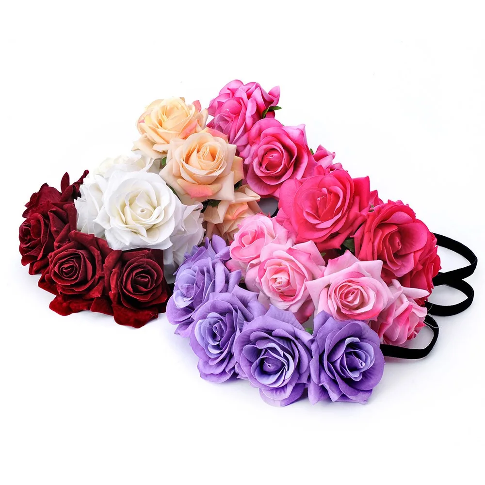 

Fashion Bridal Headpiece Hair Wreaths Floral Crown Rose Flower Headbands Hair Garland Wedding Headwear Accessories
