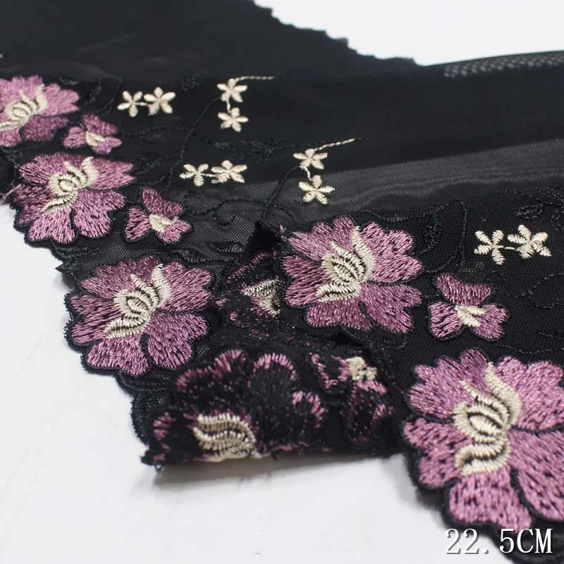 

1Kg About 24Yards Black Floral Embroidered Lace Fabric Mesh Bra Wedding Dress Lingerie Sewing Underwear Trimmings DIY 2022