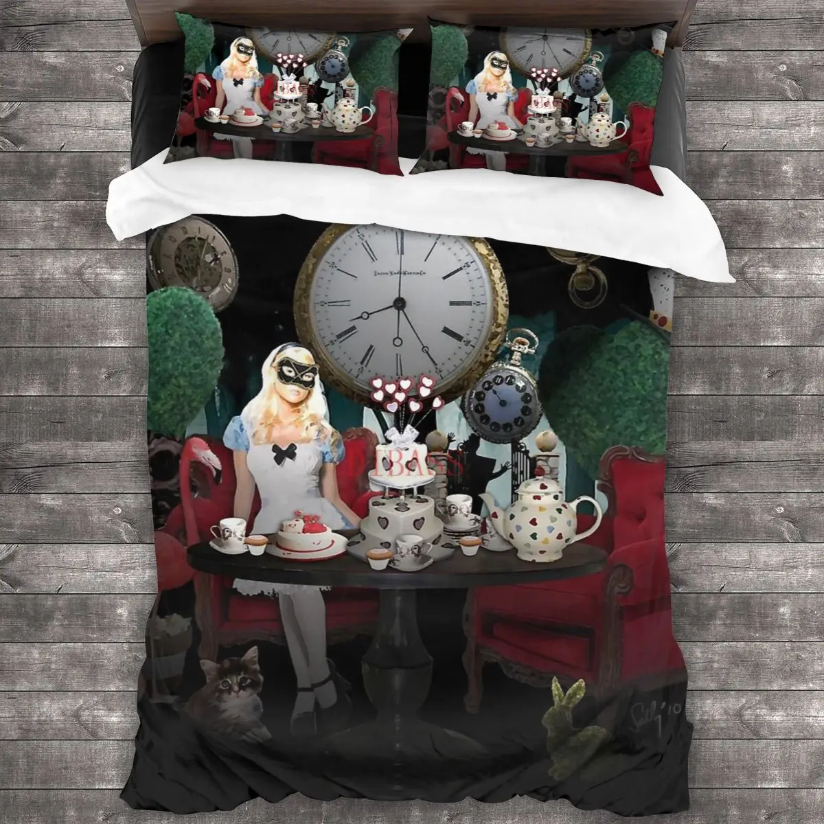 

Alice In Wonderland Collage Soft Microfiber Comforter Set with 2 Pillowcase, Quilt Cover With Zipper Closure