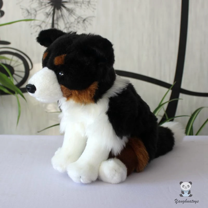 Мягкие игрушки трехцветная кукла бордер колли реальная жизнь плюшевая модель