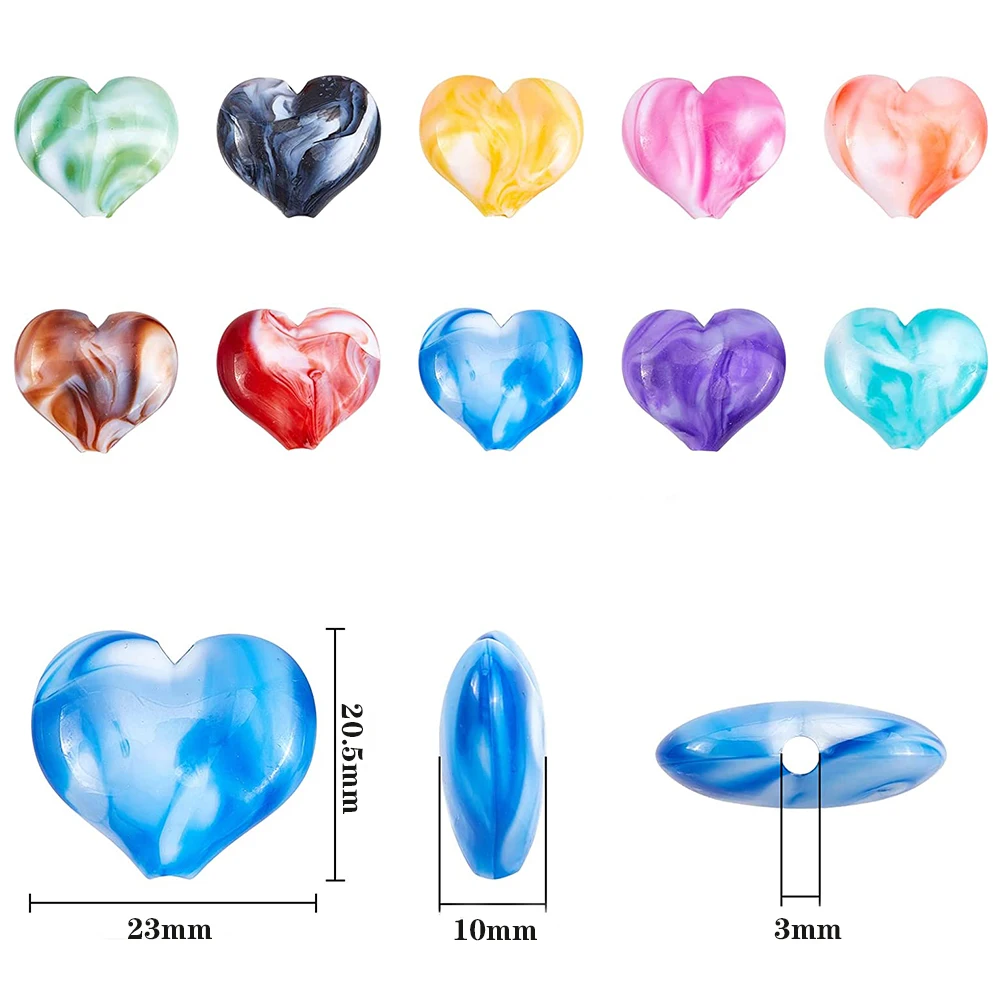 500 г акриловые бусины в форме сердца окрашенные искусственные драгоценные камни