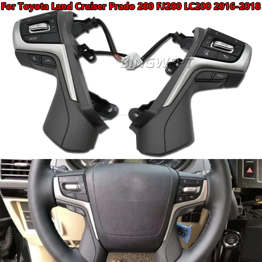 Фото Кнопка управления музыкой и телефоном по Bluetooth на руле автомобиля BINGWFPT для Toyota Land Cruiser Prado 200 FJ200 LC200 2016-2018 №1
