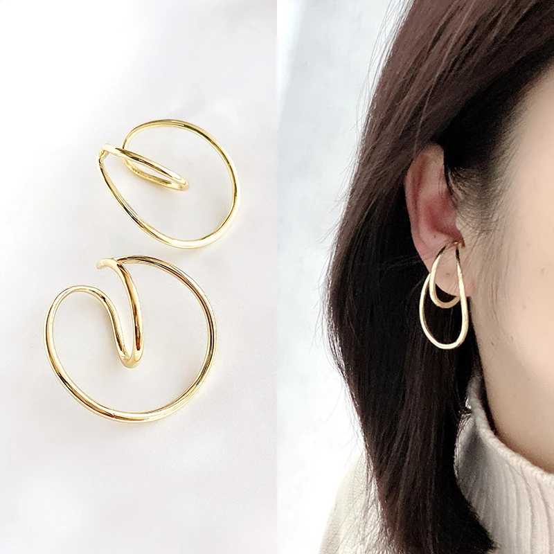 

French Style Non-pierced Metal Irregular Cochlear Clip Ladies Earrings Fashion Simple Party Ear Accessories