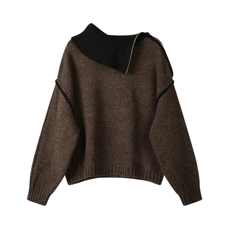 DEAT 2024 новый модный осенний женский пуловер нерегулярные панели свободные