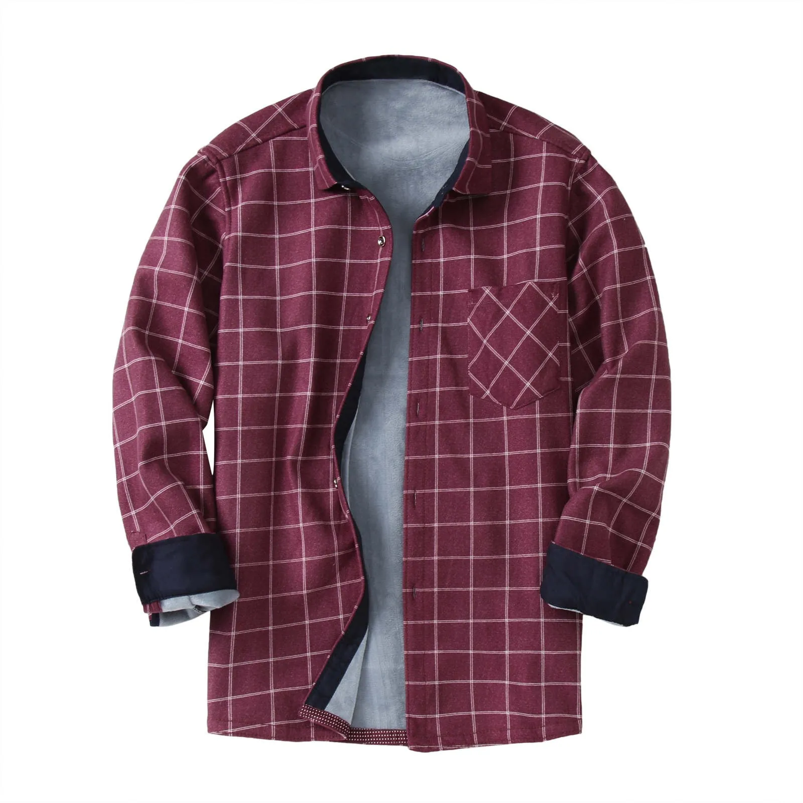 

Men's Winter Double-sided Fleece Warmth And Velvet Thick Plaid Shirt Shirt Men