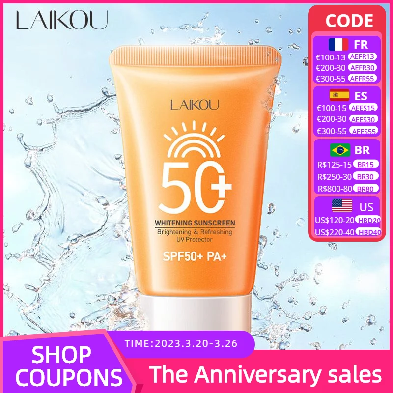 

30g LAIKOU Whitening SPF50+ PA+ Sunscreen Cream Facial Skin Care Collagen Moisturizer Oil-control Whitening Sun Cream UVA/UVB
