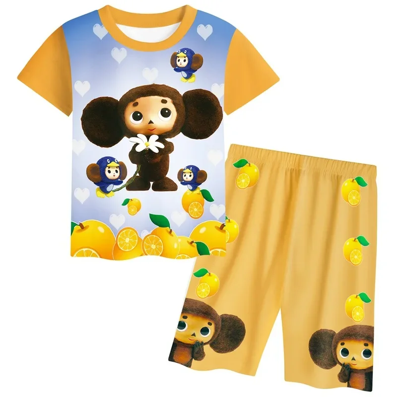 Летняя детская одежда Cheburashka шорты с обезьянами футболка комплект для мальчиков