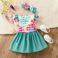 summer toddler baby girl dress 2022 new sweet style heart print princess dress plaid a line skirt kid clothes baby 0 18month
