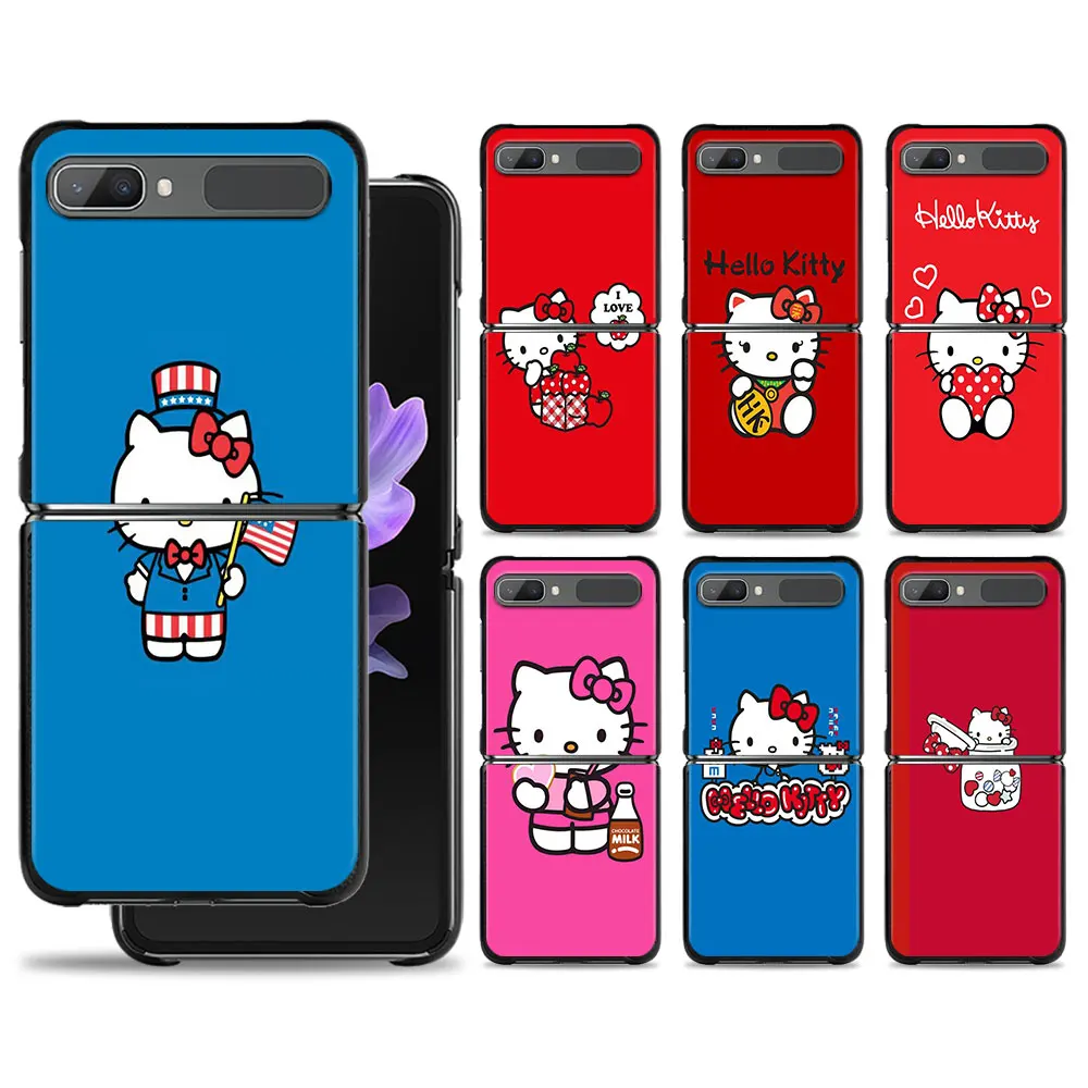 

Amine Lovely Hello Kitty Phone Case For Samsung Galaxy Z Flip Z Flip3 5G Z Flip4 Hard PC Matte Shell