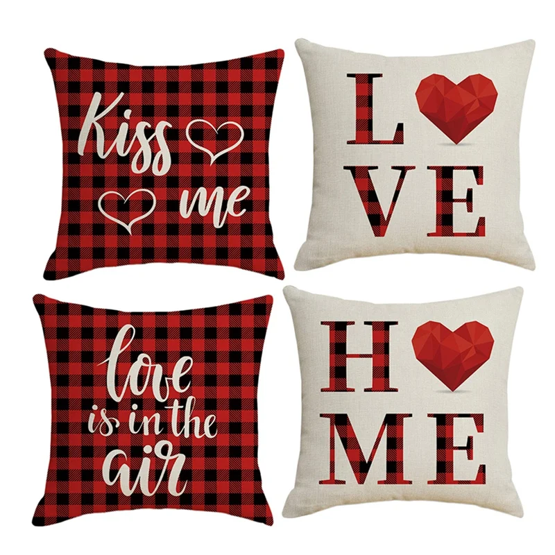 

Pillow Cases Print Valentines Day Throw Waist Pillow Cover Imitation Flax Cushion Cover Home Decor Pillow Cushion