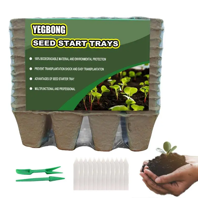 

Peat Pots 12-Grid Square Seed Starter Tray Seedling Pots Seedling Planting Kit For Indoor Outdoor Plants