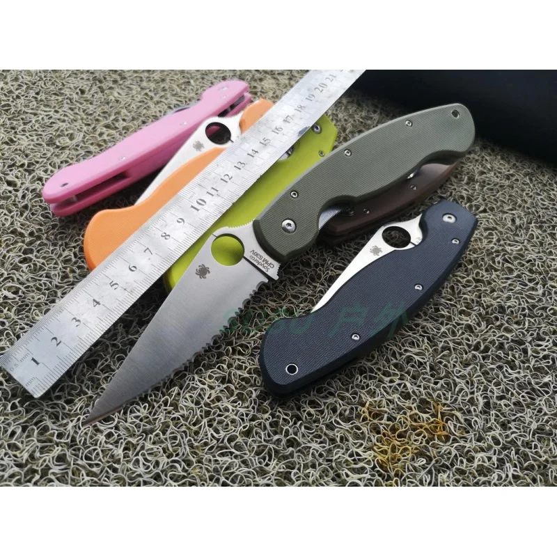 

2022 New Spider C36Y Full Tooth Version Folding Knife 9cr18mov Blade Nylon Fiber Handle Outdoor Knife