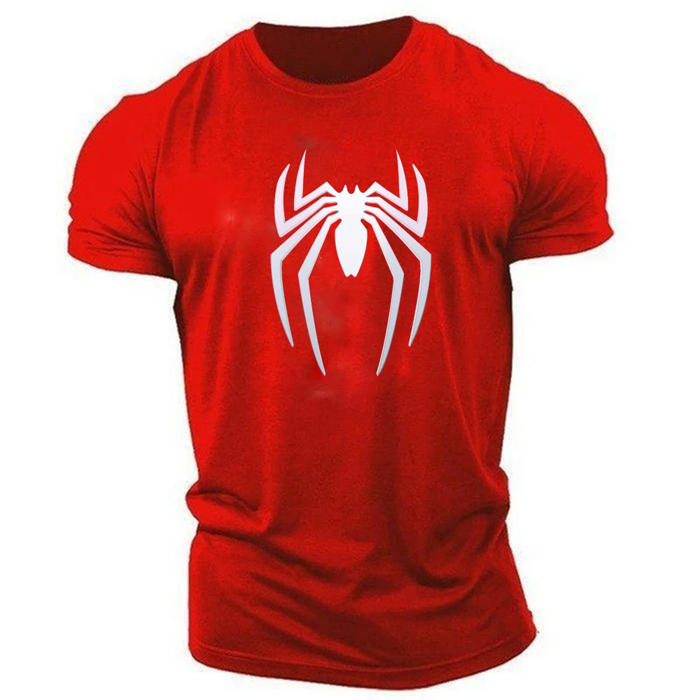

2022 summer Fashion men's t-shirts summer short-sleeved 3D red black spider print sports fitness t shirt loose streetwear