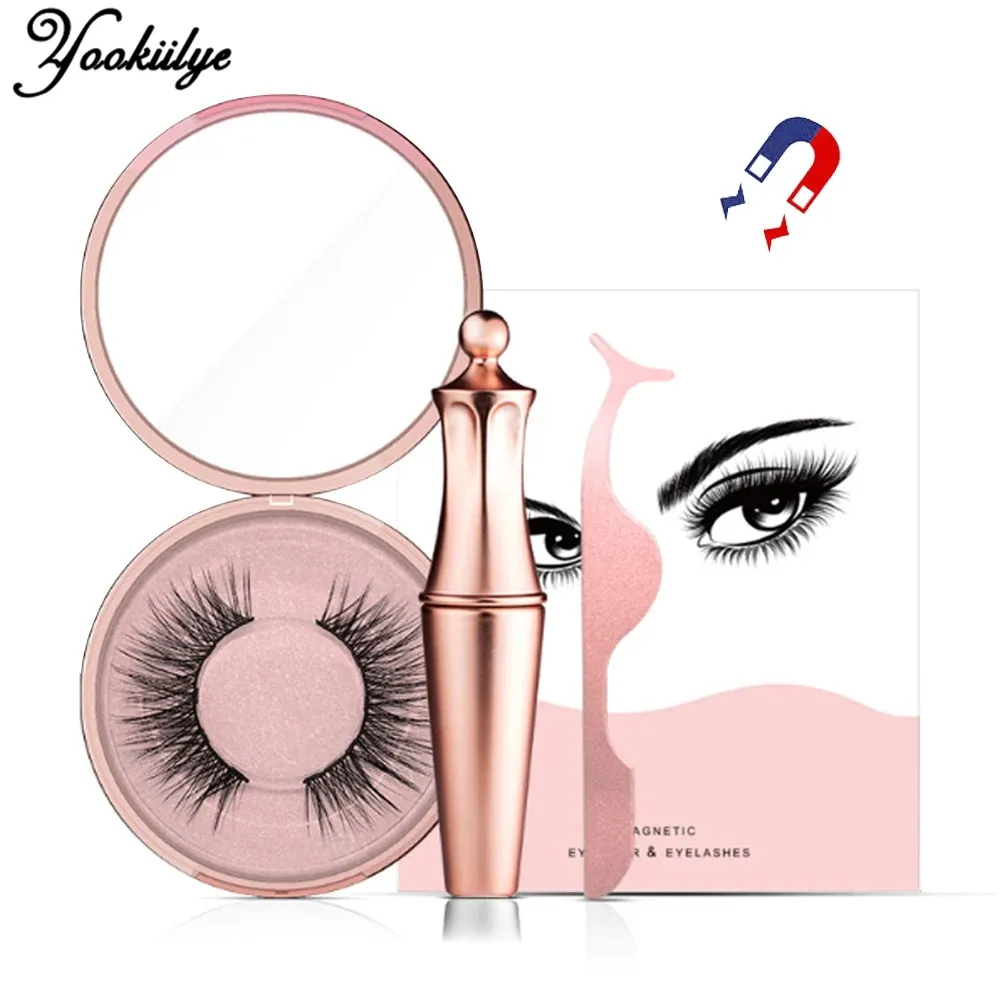 

New Magnetic False Eyelashes Waterproof Magnetic Eyeliner Handmade Magnetic Lashes Women Eye's Makeup Lashes set with Tweezer