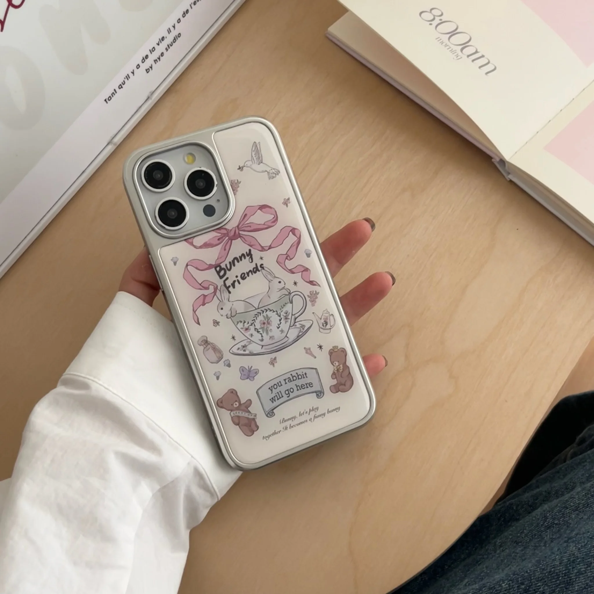 Новый чехол для телефона с чашкой-бабочкой и кроликом iPhone 16 16pro 16promax 15 15pro 15promax 14