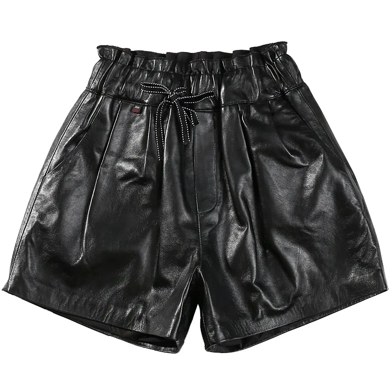 2022 Spring New Style Women Casual  Genuine Sheepskin Leather Shorts