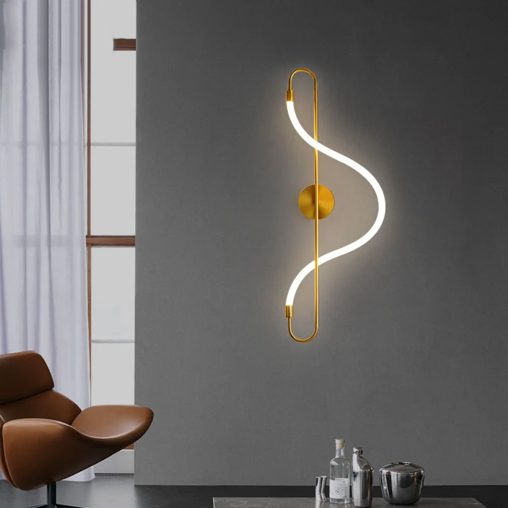 

Postmodern Minimalist LED Wall Light 24W 25W Gold Bedroom Bedside Deco Wall Lamp Living Room Background New Sconces Fixtures