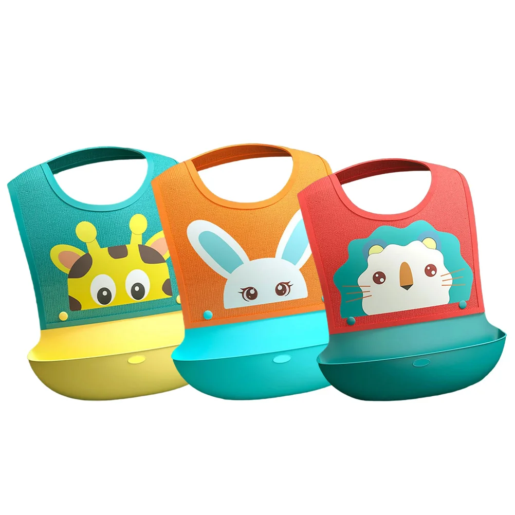 

3PCS Baby Meal Bibs Waterproof Toddler Feeding Bibs Cartoon Infant Meal Bibs
