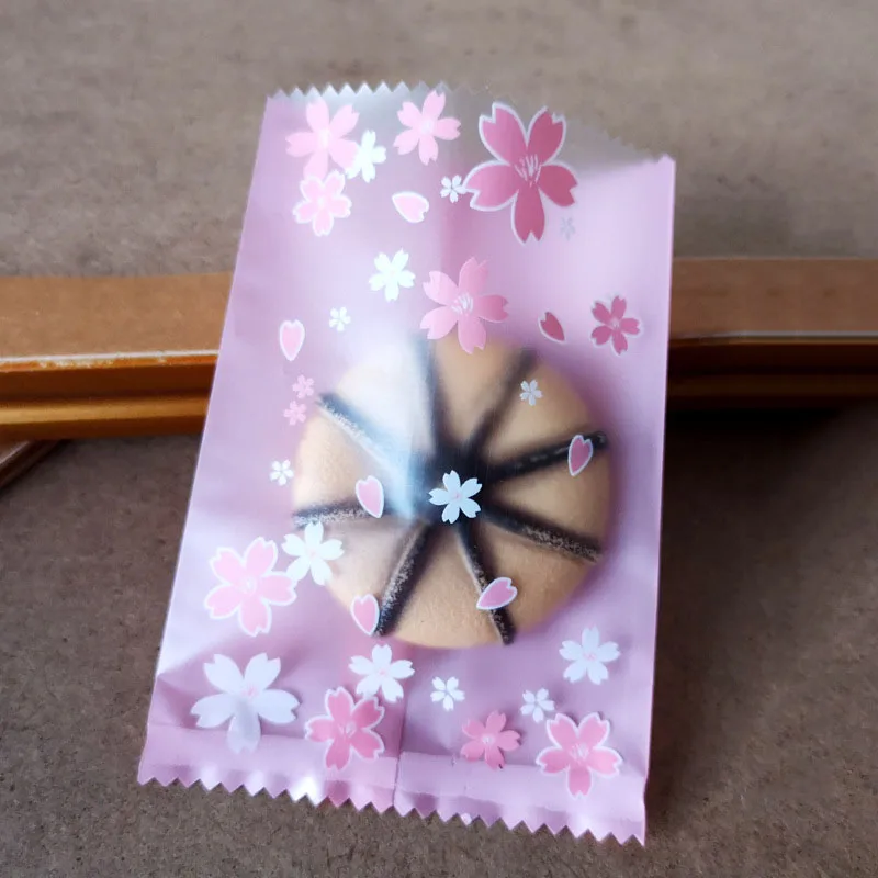 

Delidge 100pcs/pack Pink Cherry Blossom Biscuit Bags Candy Packaging Bags Plastic Small Gifts Wrapping Bags Party Cookies Bags