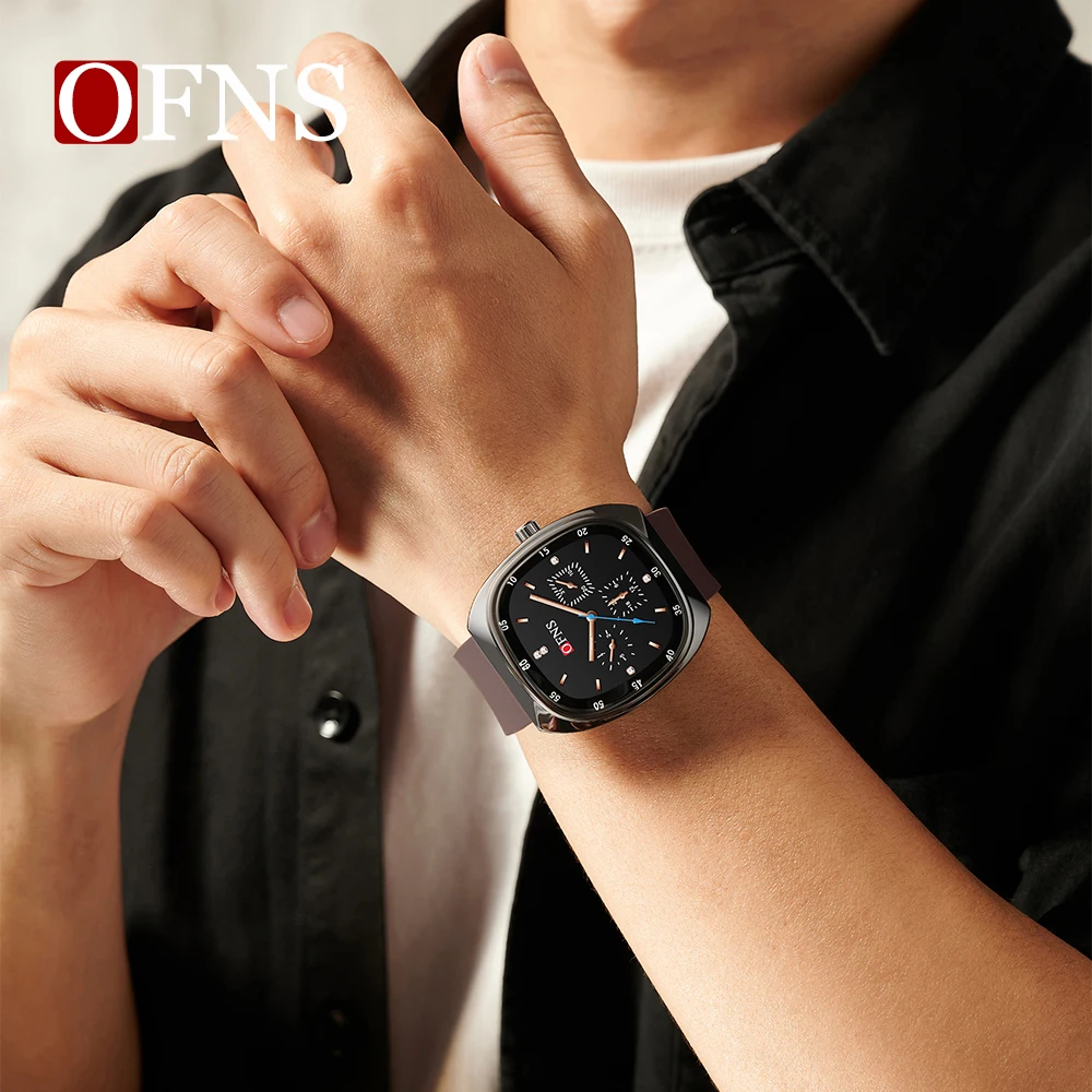 Мужские и женские кварцевые часы с квадратным циферблатом OFNS Простые Модные