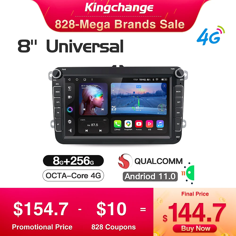 Kingchange Автомобильный мультимедийный видеоплеер навигация 8 дюймов для VW/Volkswagen Skoda