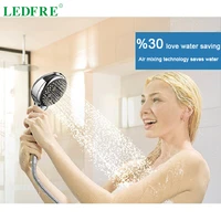 ledfre pressurized water saving waterfall rain showerspray filter transparent hand led shower head ducha high pressure lf86013