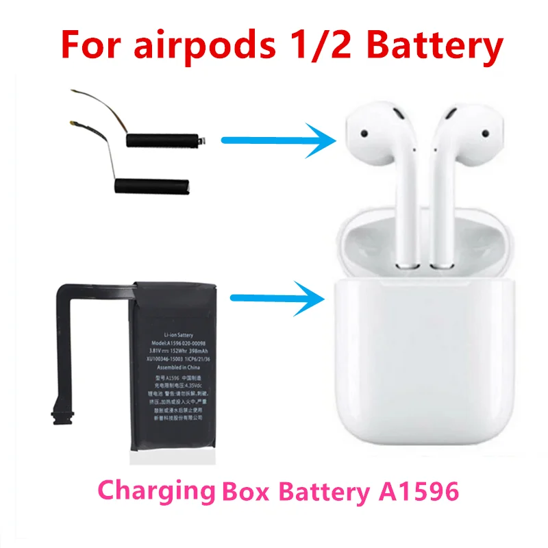 Аккумулятор для airpods 1st 2nd A1604 A1523 A1722 A2032 A2031 air pods 1 2 A1596 сменный аккумулятор GOKY93mWhA1604 |