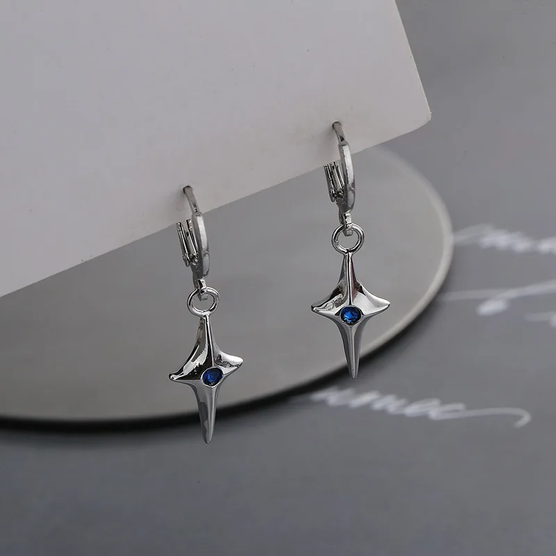 

Geometric Star Long Drop Earring Blue Zircon CZ Fashion Party Jewelry Line Star Crystal Zircon Ear Rings for Women Accessories