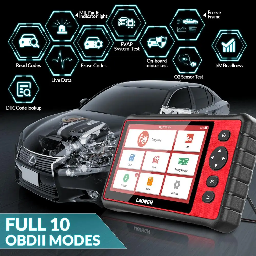 

LAUNCH X431 CRP909E code reader Full system Diagnostic tool Airbag SAS TPMS EPB IMMO 15 Reset Functions CRP909X obd2 scanner