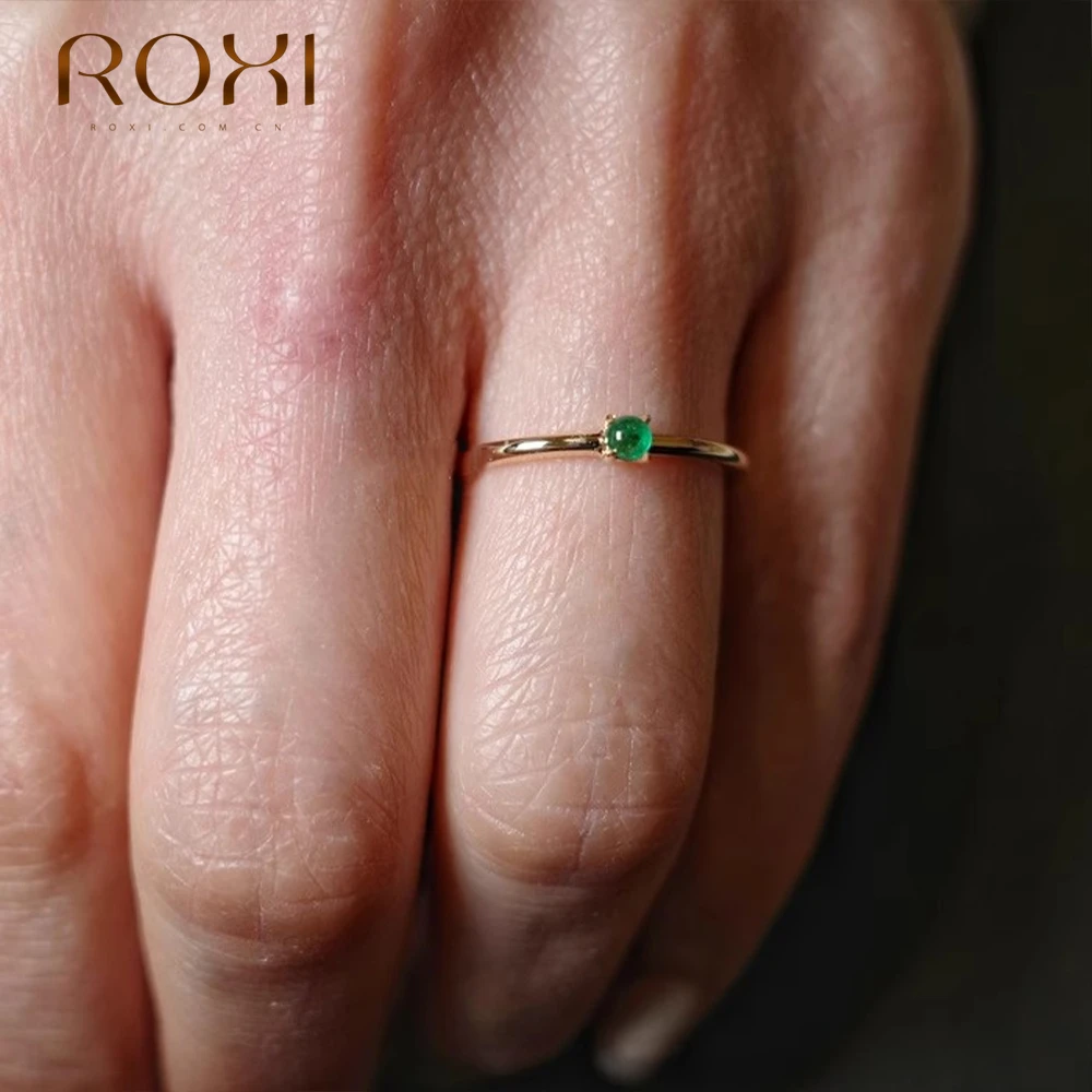 Женское кольцо из серебра 925 пробы, с зеленым кристаллом