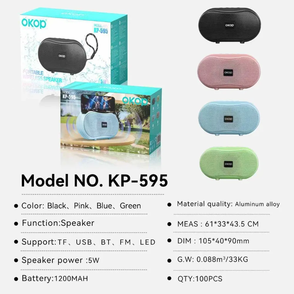 OKOP Портативная беспроводная Bluetooth-колонка с басами, TWSBTFM для кемпинга и пляжных вечеринок, дома, езды на велосипеде и дизайна бара колонки (art.: 3920d37535e64) - 3920d37535e64